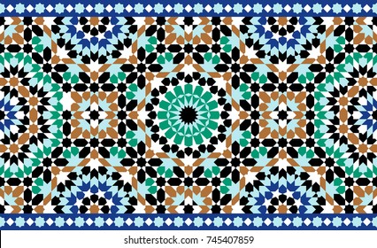 Marrocos Seamless Border. Design Islâmico Tradicional. Elemento de decoração da mesquita.