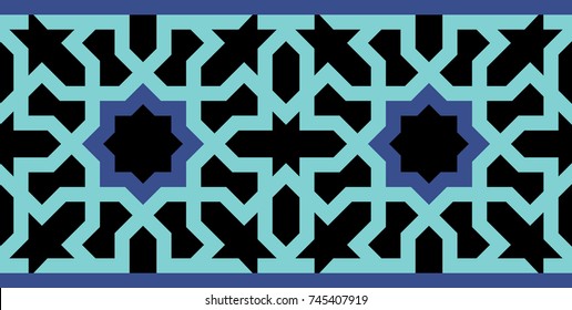 Morocco Seamless Border. Traditional Islamic Design. Mosque decoration element.