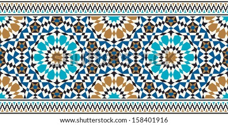 Morocco Seamless Border. Traditional Islamic Design. Mosque decoration element.