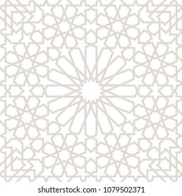 Morocco Seamless Light grey Pattern, Traditional Arabic Islamic wallpaper, Geometric heritage design, vector illustration