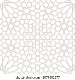 Morocco Seamless Light grey Pattern, Traditional Arabic Islamic wallpaper, Geometric heritage design, vector illustration