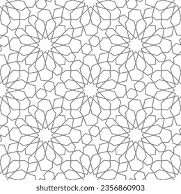 Morocco seamless pattern. Repeating marocco grid. Arab background. Repeated simple moroccan mosaic motive. Islamic texture for design prints. Abstract patern. Islam circle lattice. Vector illustration