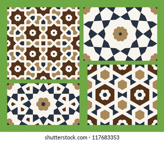 Morocco Seamless Pattern Set. Traditional Arabic Islamic Background. Mosque decoration element
