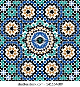 Morocco Seamless Pattern. Traditional Arabic Islamic Background. Mosque decoration element.