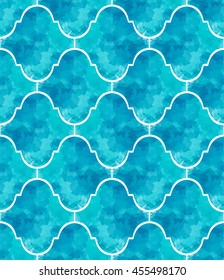 Morocco Seamless Pattern. Traditional Arabic Islamic Background in watercolor style. Mosque decoration element.