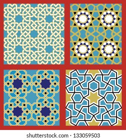 Morocco Seamless Patterns Set. Traditional Arabic Islamic Background. Mosque decoration element.