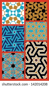 Morocco Seamless Patterns Set. Traditional Arabic Islamic Background. Mosque decoration element.