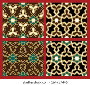 Morocco Seamless Patterns set. Traditional Arabic Islamic Background. Mosque decoration element.