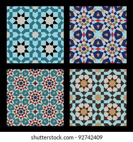 Morocco Seamless Patterns Set. Traditional Arabic Islamic Background. Mosque decoration element.