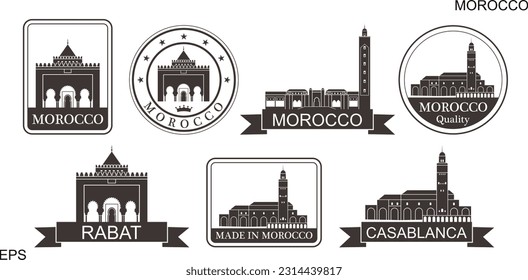 Morocco set. Isolated Morocco on white background