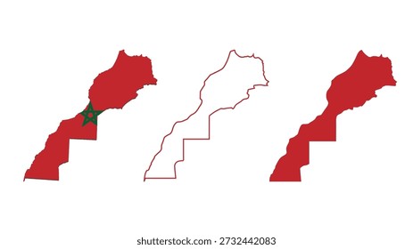 Marruecos conjunto de mapa aislado sobre fondo blanco