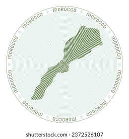 Morocco shape radial arcs. Country round icon. Morocco logo design poster. Beautiful vector illustration.