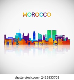 Morocco skyline silhouette in colorful geometric style. Symbol for your design. Vector illustration.