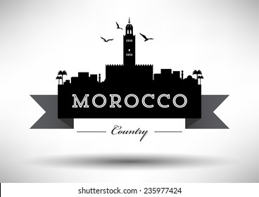 Morocco Skyline With Typography Design