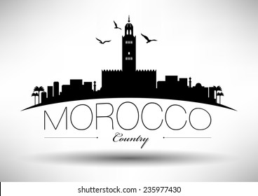 Morocco Skyline With Typography Design