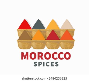 Morocco spices and herbs illustration vector
