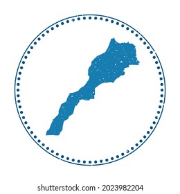 Morocco sticker. Travel rubber stamp with map of country, vector illustration. Can be used as insignia, logotype, label, sticker or badge of the Morocco.