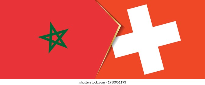 Banderas de Marruecos y Suiza, dos banderas vectoriales símbolo de relación o enfrentamiento.