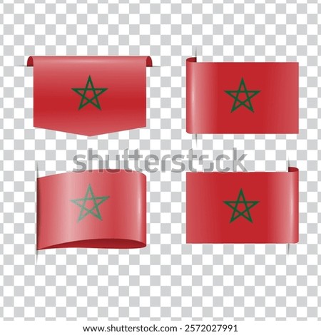 Morocco tag national flag with shadow