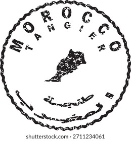 Marruecos Tánger Diseño de mapa de sello redondo
