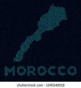 Morocco tech map. Country symbol in digital style. Cyber map of Morocco with country name. Neat vector illustration.