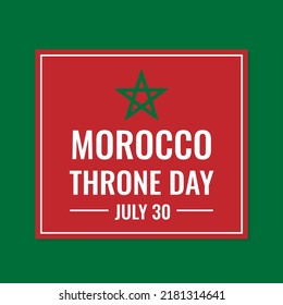 Morocco Throne Day typography poster. National holiday on July 30. Vector template for banner, flyer, postcard, etc.