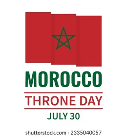 Morocco Throne Day typography poster. National holiday on July 30. Vector template for banner, postcard, flyer, etc