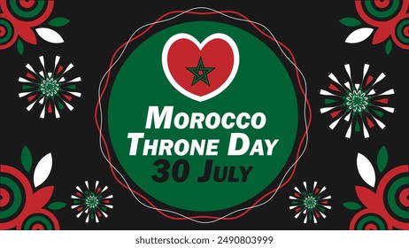 Morocco Throne Day  vector banner design with geometric shapes and vibrant colors on a horizontal background. Happy Morocco Throne Day modern minimal poster.