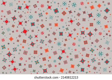 Morocco tiles background textures. Decorative colored ceramic tile. Colorful design. Set of seamless vector patterns. Red folk ethnic ornaments for print, web background, surface texture, towels…