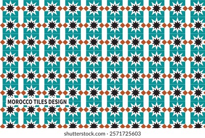 Morocco Tiles Design with Cyan and White Colour