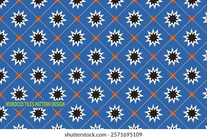 Morocco Tiles Pattern Design with Blue and White Colour