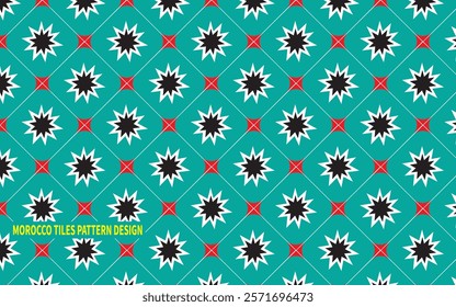 Morocco Tiles Pattern Design with Cyan and White Colour