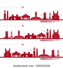 Morocco travel destination grand vector illustration. 