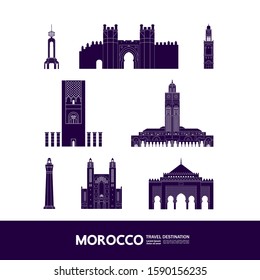 Morocco travel destination grand vector illustration. 