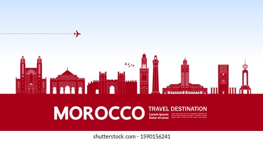 Morocco travel destination grand vector illustration. 