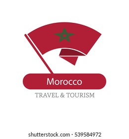 Morocco The Travel Destination logo - Vector travel company logo design - Country Flag Travel and Tourism concept t shirt graphics - vector illustration
