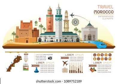 Morocco Travel Infographic. Vector Travel Places And Landmarks.