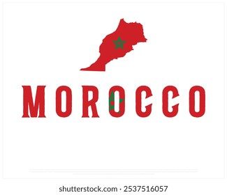 Morocco Typography with National flag on a white background, Editable vector design of Morocco typography with flag, National Day Design, Morocco day design