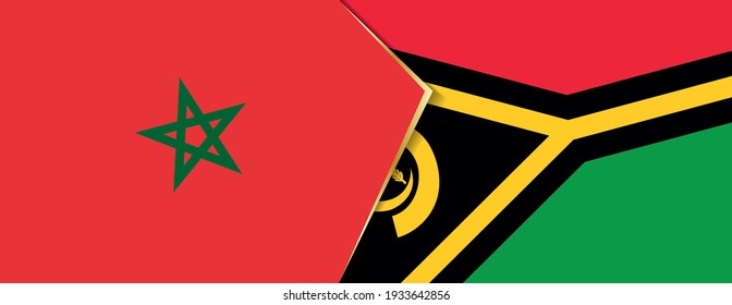 Morocco and Vanuatu flags, two vector flags symbol of relationship or confrontation.