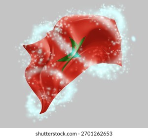 Marruecos, bandera de Vector 3d en un torbellino de brillo mágico