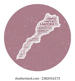 Morocco Vector Image. Country round logo design. Morocco poster in circular arcs and wordcloud style. Authentic vector illustration.