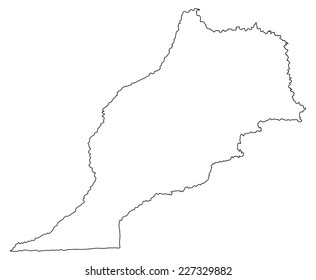 Morocco vector map contour high detailed silhouette illustration isolated on white background.