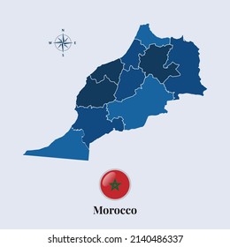 Morocco vector map and flag, Flag map of Morocco, vector