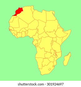 Morocco vector map isolated on Africa map. Editable vector map of Africa.