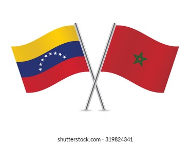 Morocco and Venezuela flags. Vector illustration.