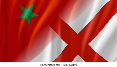 Morocco versus England game score table template. 3d vector illustration 