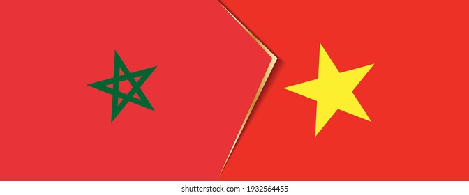Morocco and Vietnam flags, two vector flags symbol of relationship or confrontation.