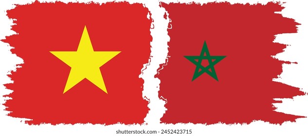 Morocco and Vietnam grunge flags connection, vector