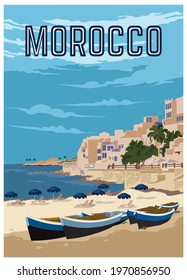 Morocco Vintage Vacation Poster Design, Perfect For Tshirt Design And Merchandise