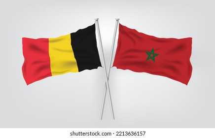 Morocco vs Belgium, world Football 2022, World Football Competition championship match country flags. vector illustration EPS.